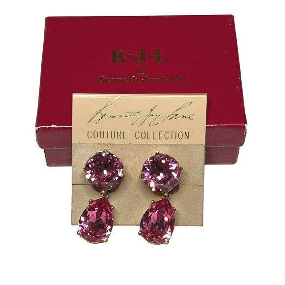 Kenneth Jay Lane Jewelry - Kenneth Jay Lane Couture Collection Pink Crystal Double-Drop Earrings